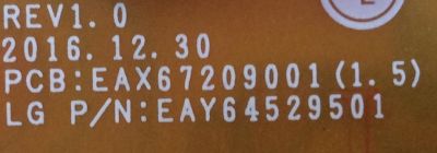KIT DE TARJETAS PARA TV LG 4K UHD / MAIN EBU64868102 / 64868102 / EAX67872805 (1.1) / EAX67872805 / XU87P0A2S3 / 8H1L00W3-0003 / FUENTE EAY64529501 / EAX67209001 (1.5) / PANEL NC430DGG / DISPLAY HV430QUB / MODELO 43UK6200PUA.BUSTLJM - Imagen 5